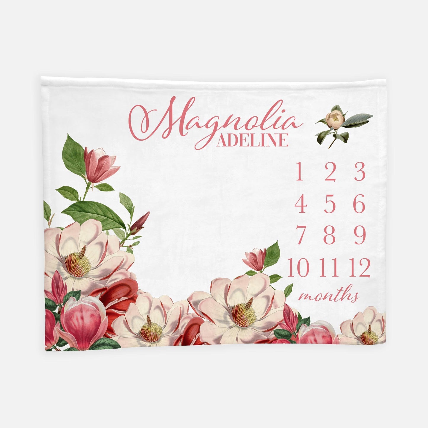 Magnolia Floral Milestone Blanket, Girl F90