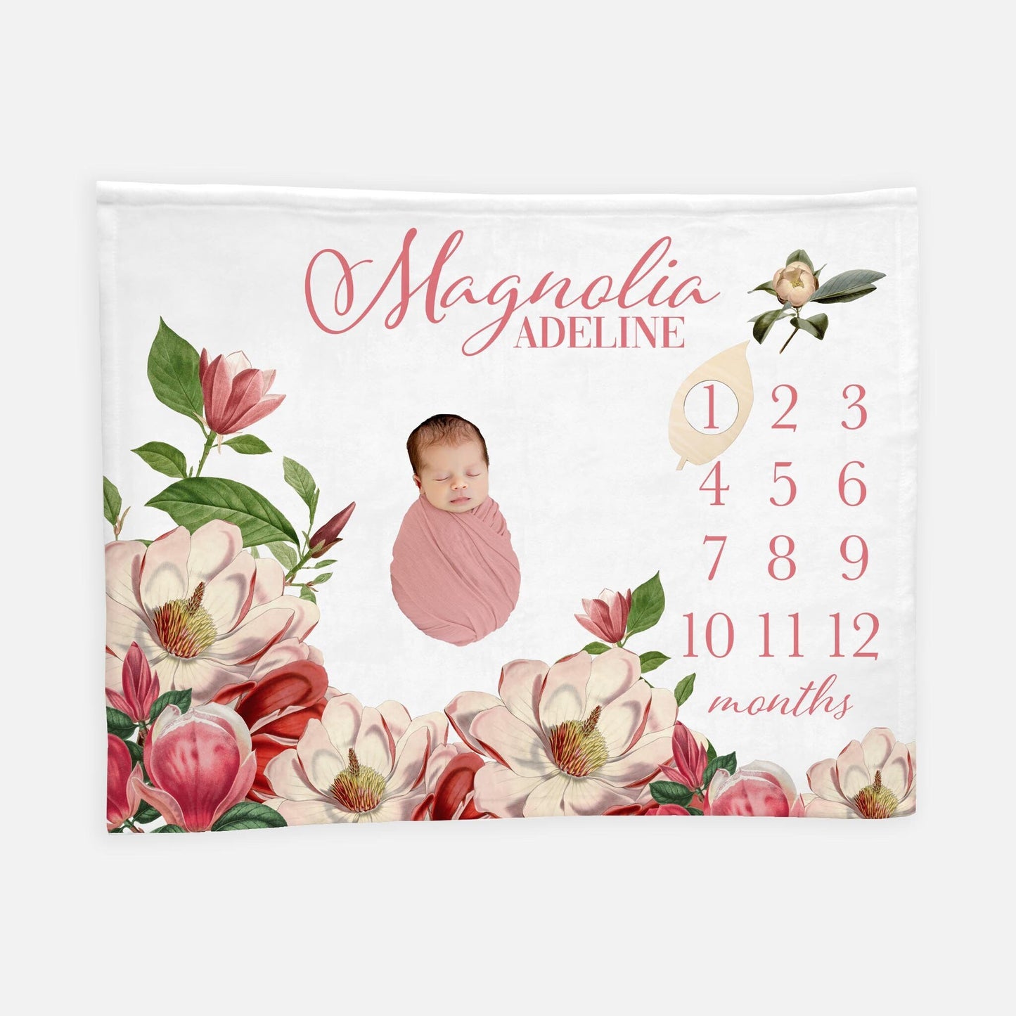 Magnolia Floral Milestone Blanket, Girl F90