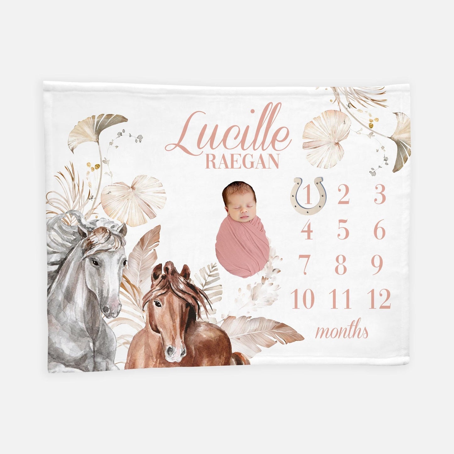 Boho Wild Horses Baby Milestone Blanket, G42