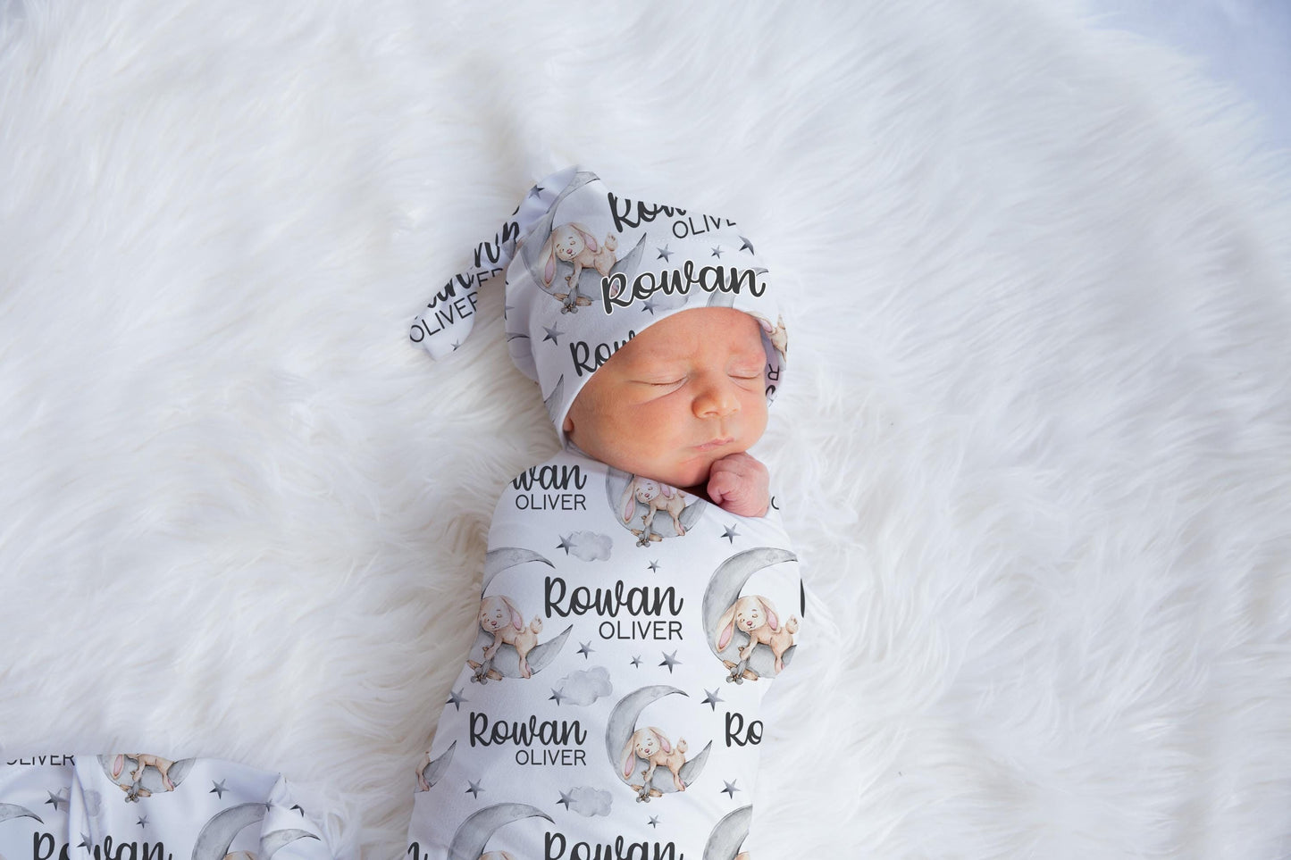 Rabbit Moon and Stars Swaddle Set, B56