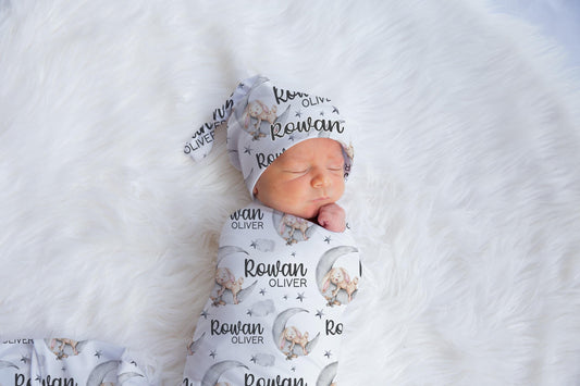 Rabbit Moon and Stars Swaddle Set, B56