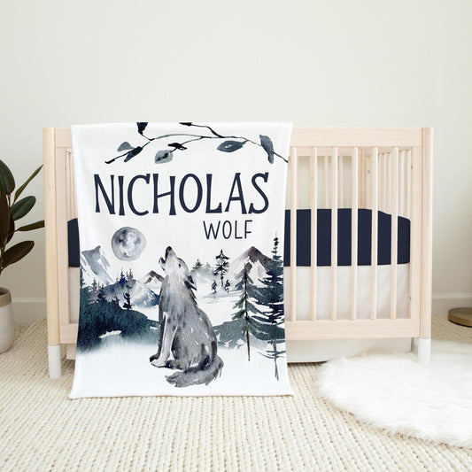 Wolf Baby Blanket, Howling Moon M25