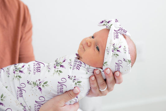 Lavender Flowers Swaddle Set, F89