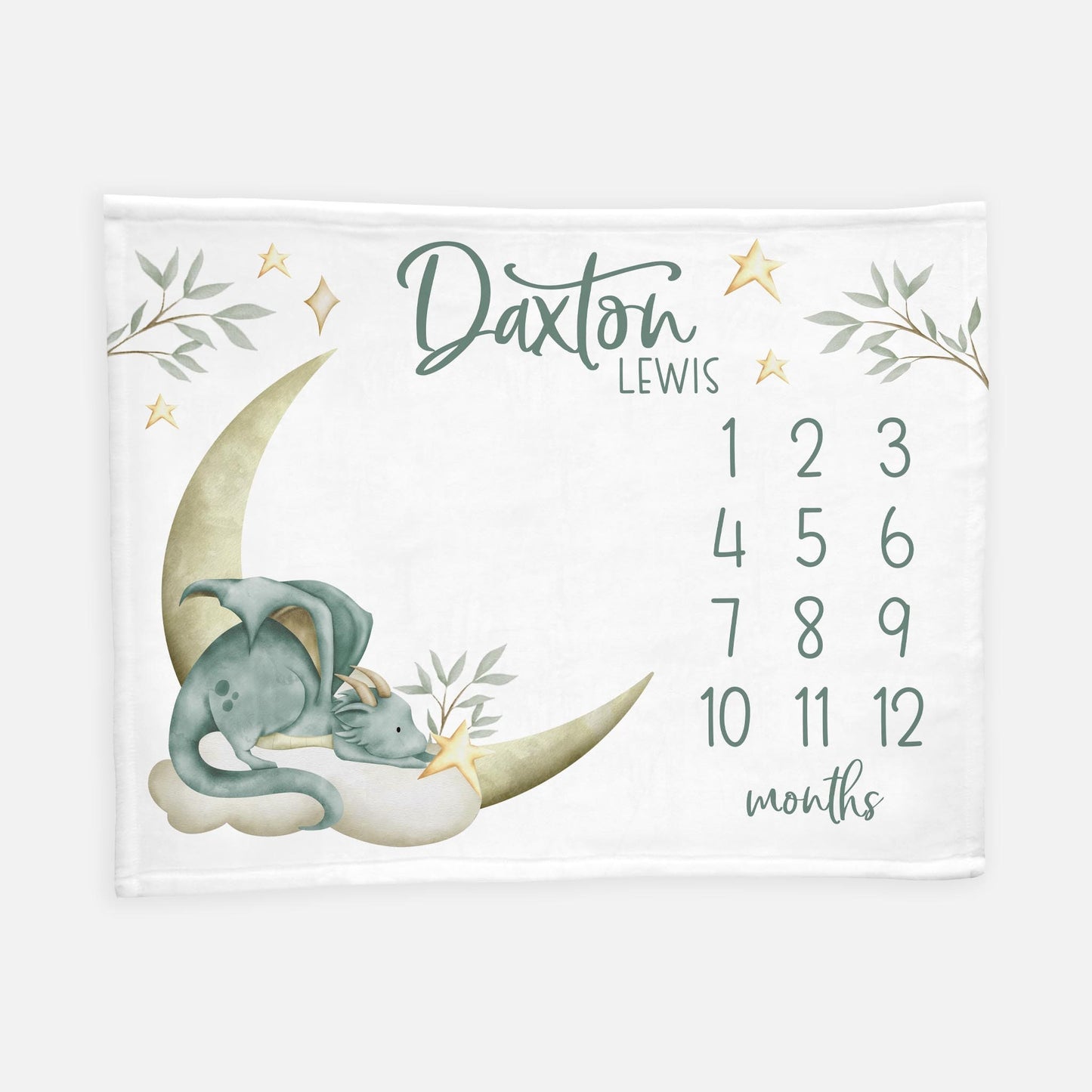 Dragon Baby Milestone Blanket, Baby Boy Milestone Blanket, Personalized Baby Blanket, Monthly Baby Blanket, Dragon Fantasy Nursery Theme B49