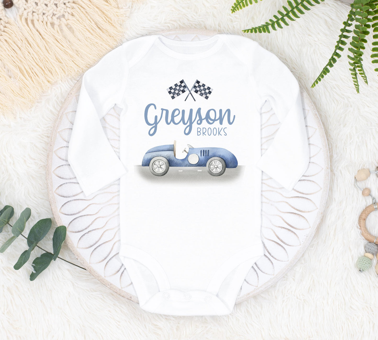 Race Car Baby Bodysuit, Vintage T56