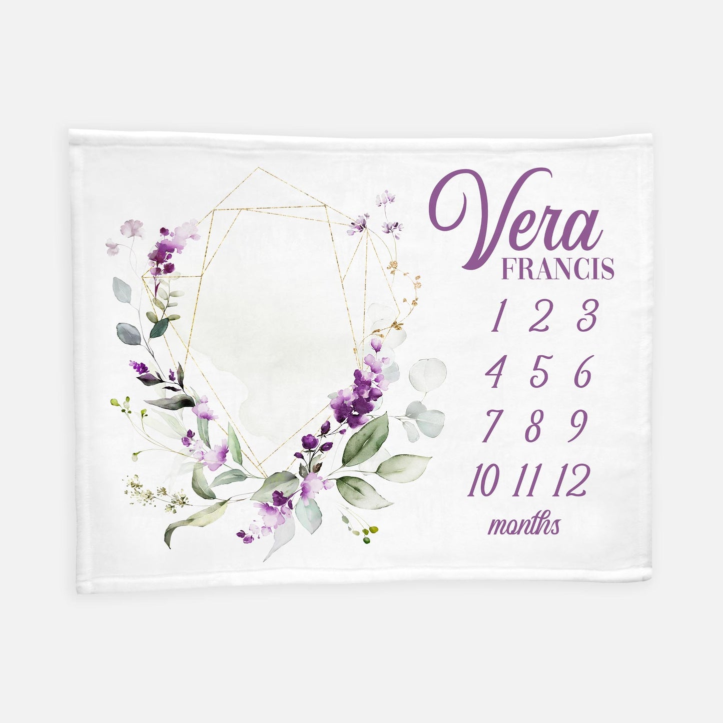 Lavender Flower Baby Milestone Blanket, Girl F89