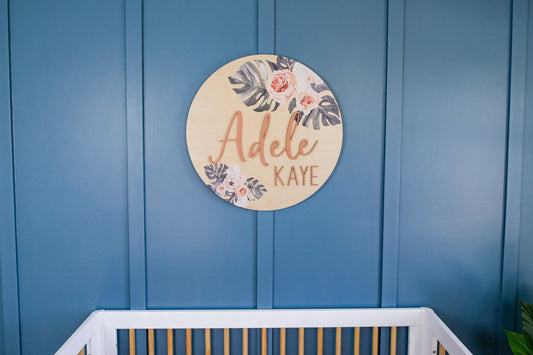 Boho Round 3D Nursery Name Sign