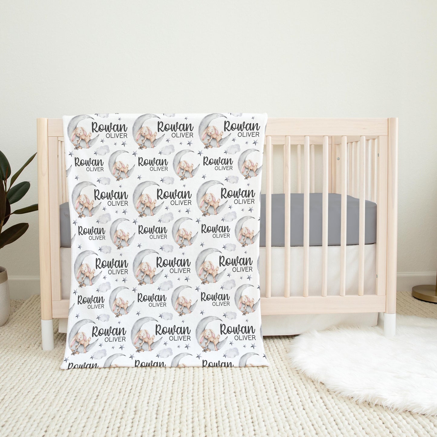 Rabbit Moon and Stars Swaddle Set, B56