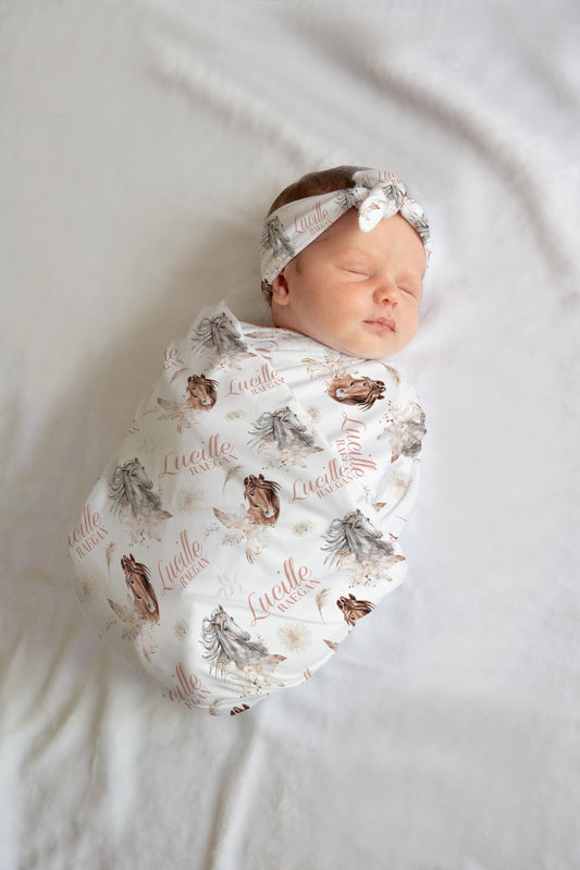 Boho Wild Horses Swaddle Set, G42