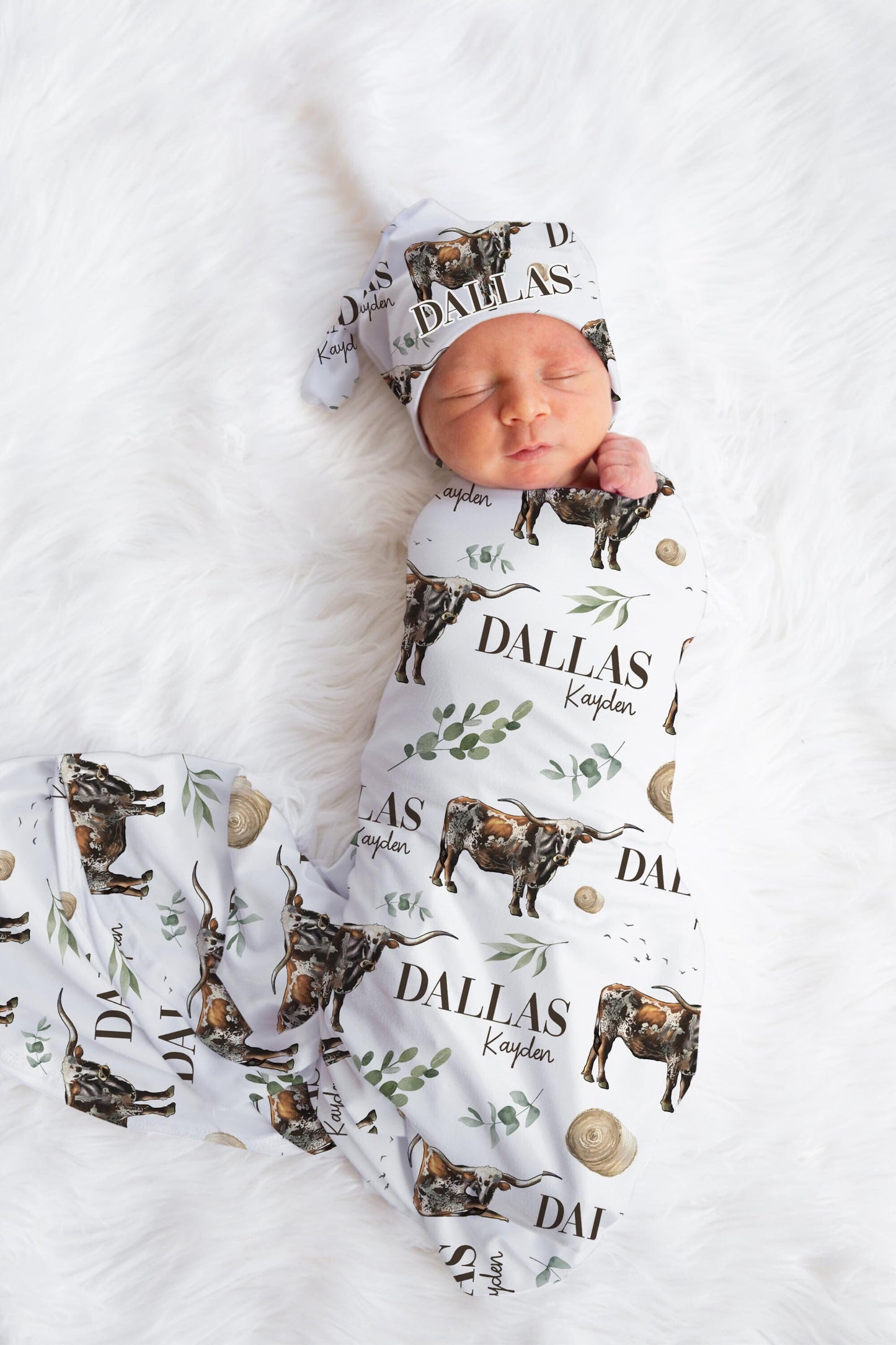 Longhorn Cow Swaddle Set C30