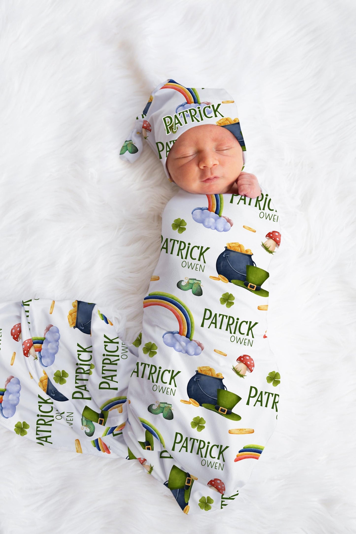 St. Patrick's Day Swaddle Set, Irish Newborn Blanket B51