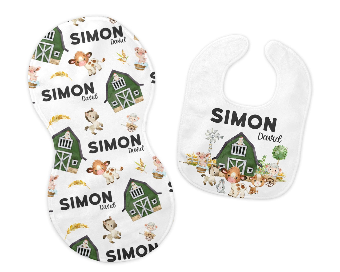 Farm Bib and Burp Cloth Set, C28