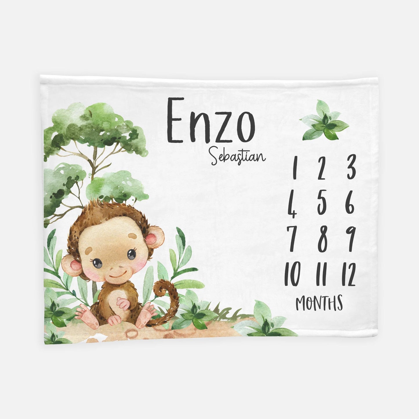 Monkey Baby Milestone Blanket, Safari S50