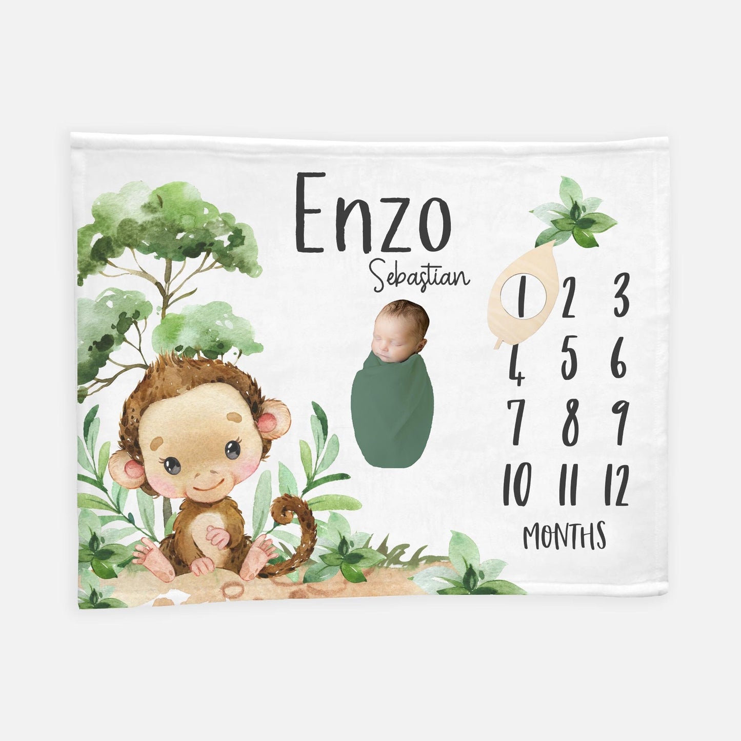 Monkey Baby Milestone Blanket, Safari S50