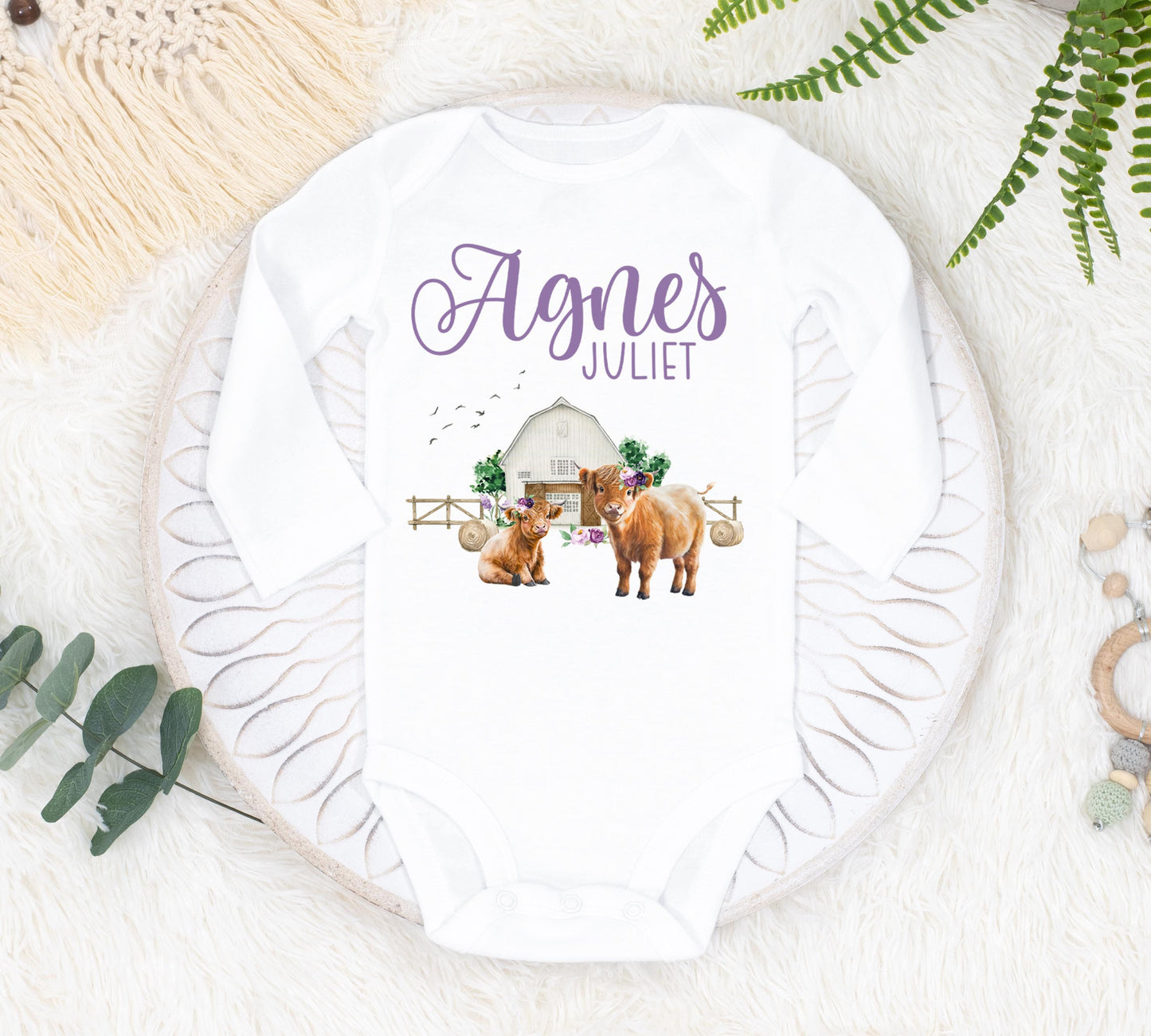 Highland Cow Baby Bodysuit, Girl C31