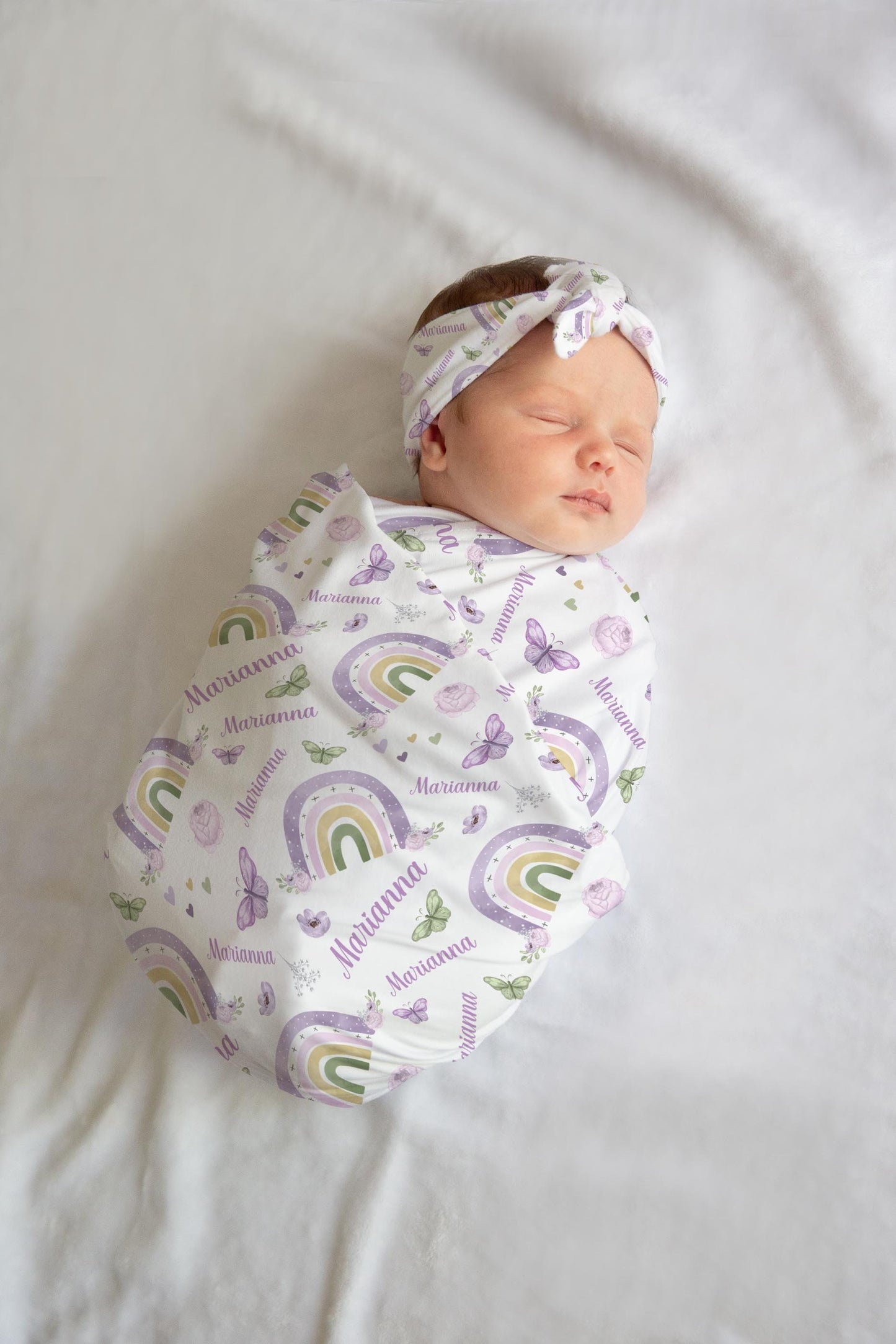 Floral Rainbow Butterfly Swaddle Blanket, G47