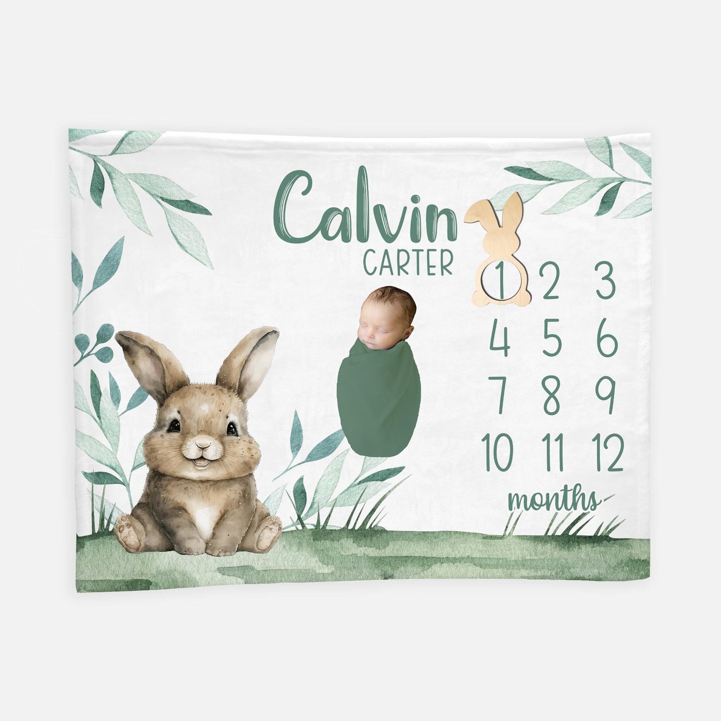 Bunny Rabbit Baby Milestone Blanket, B59