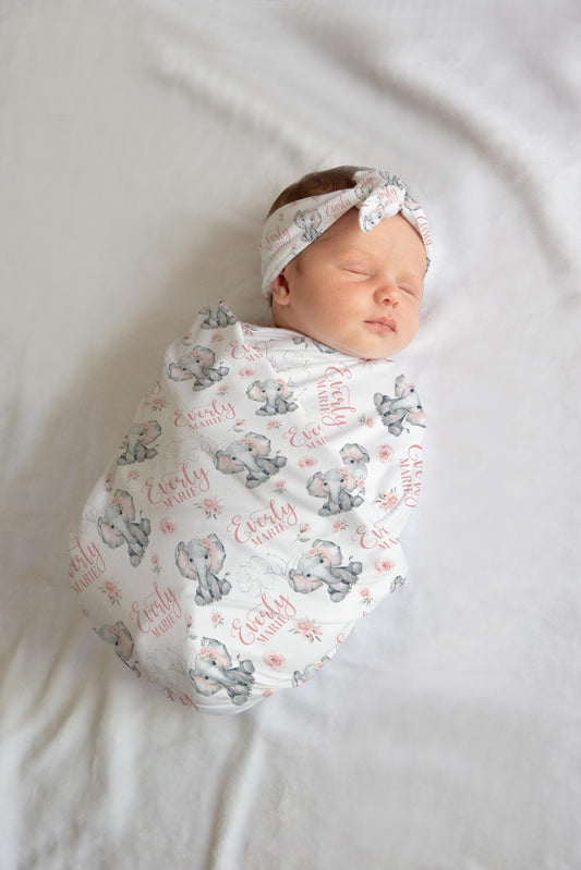 Blush Elephant Swaddle Set, S52