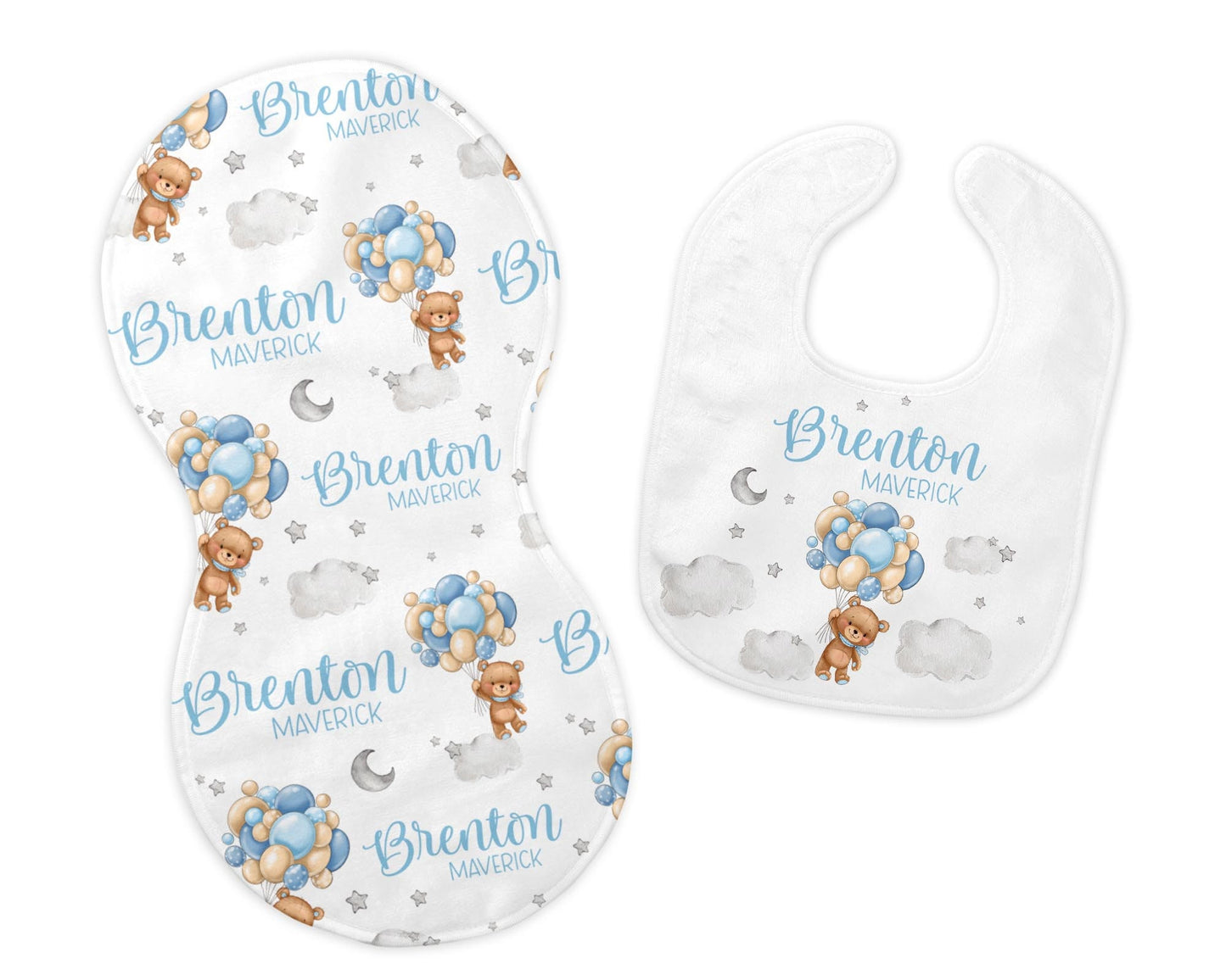 Bear Balloon Bib and Burp Cloth Set, T57