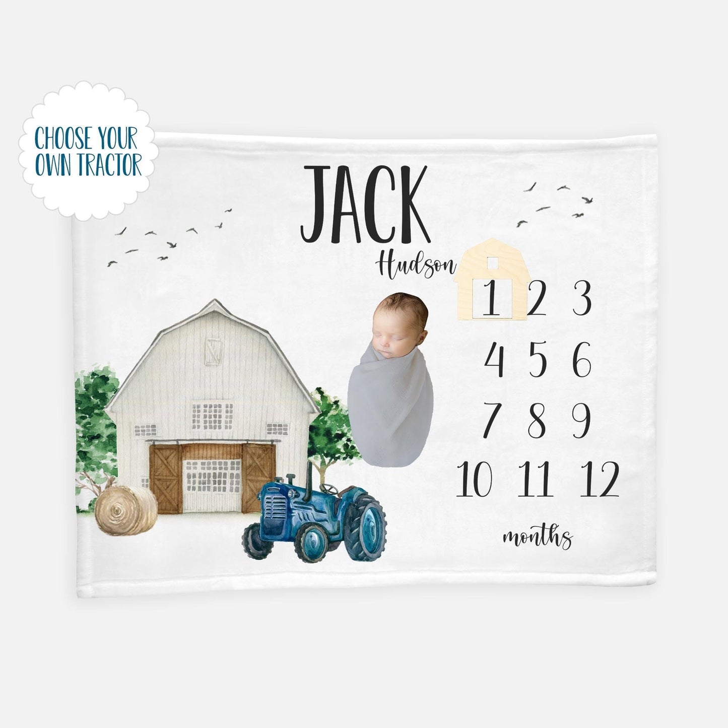 Tractor Baby Milestone Blanket, Farm Theme C33