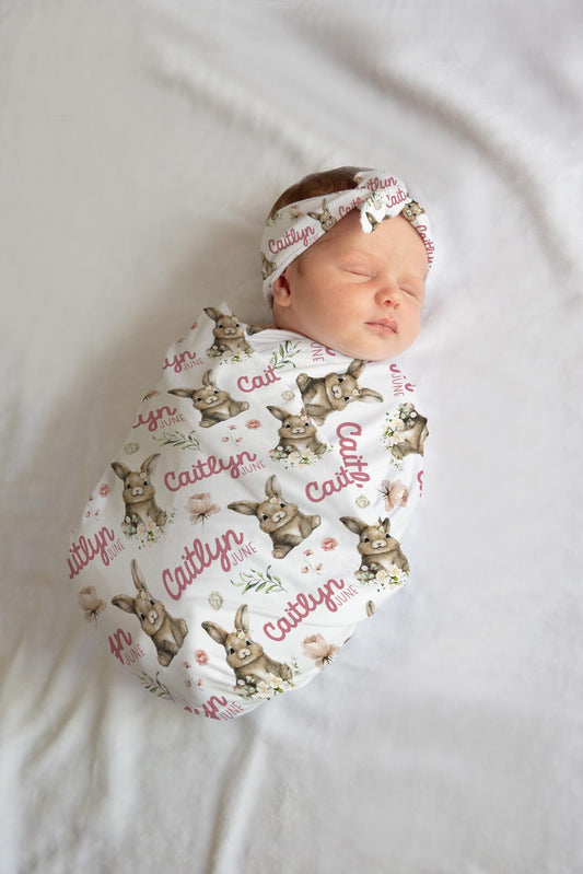 Girl Bunny Swaddle Set, Easter G54