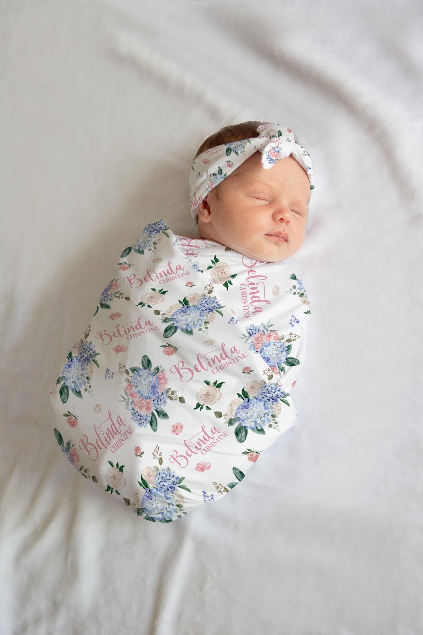 Hydrangea and Roses Swaddle Set, F93