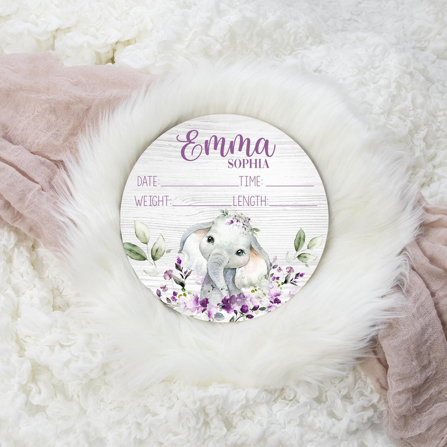 Girl Elephant Birth Stat Sign, S51