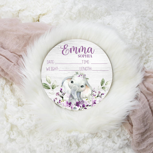 Girl Elephant Birth Stat Sign, S51