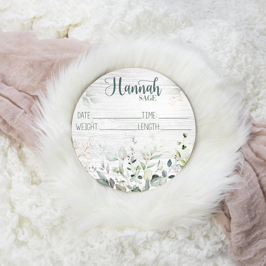 Greenery Birth Stat Sign, Gold F94