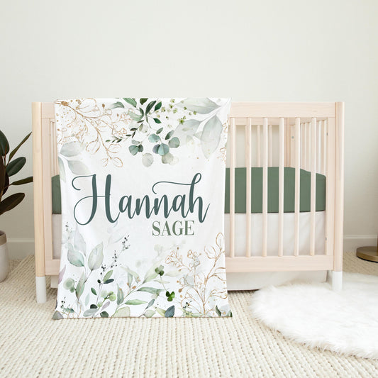 Elegant Floral Greenery Nursery Baby Blanket, F94