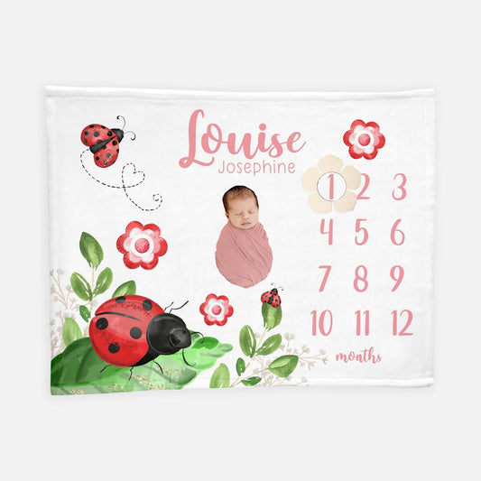 Ladybug Baby Milestone Blanket, Girl G50