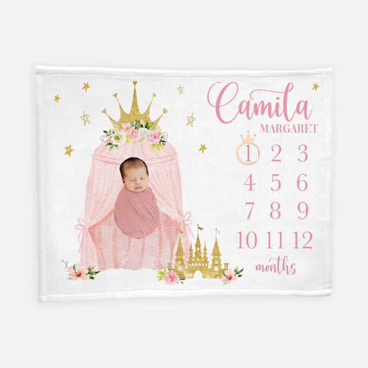 Princess Crown Milestone Blanket, Castle Girl G51