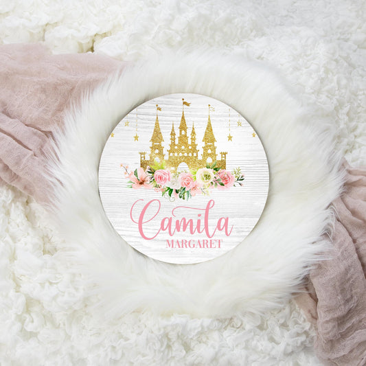 Baby Princess Round Wood Name Sign, G51