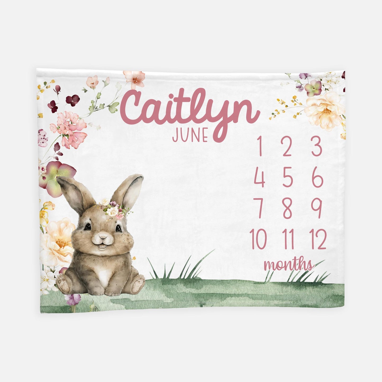 Bunny Rabbit Baby Milestone Blanket, G54