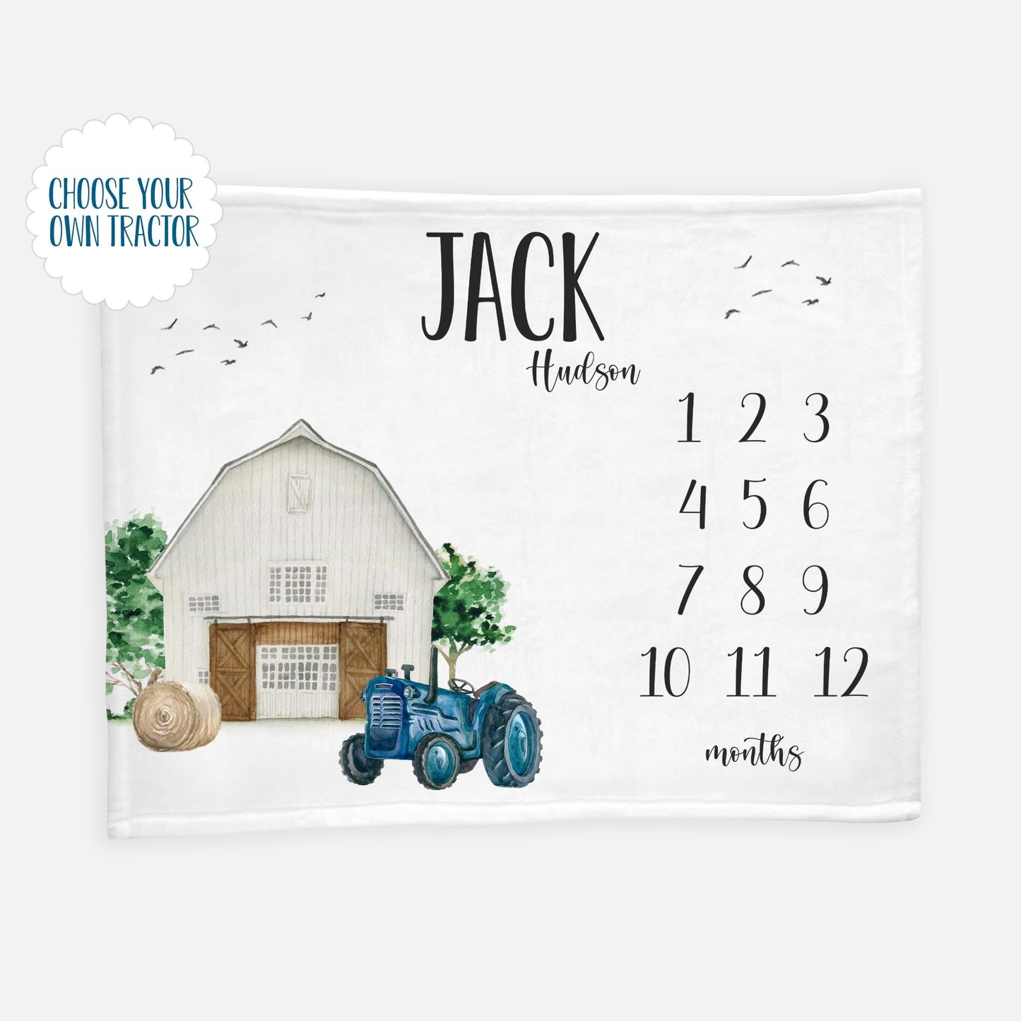 Tractor Baby Milestone Blanket, Farm Theme C33