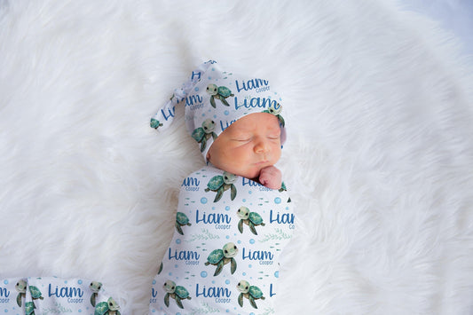 Turtle Swaddle Set, Ocean Theme Swaddle Set O33