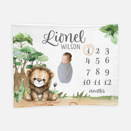 Lion Baby Milestone Blanket, Boy S54