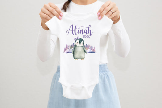 Girl Penguin Baby Bodysuit, G53