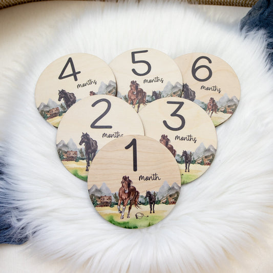 Cowboy Horse Wooden Milestone Cards, C36