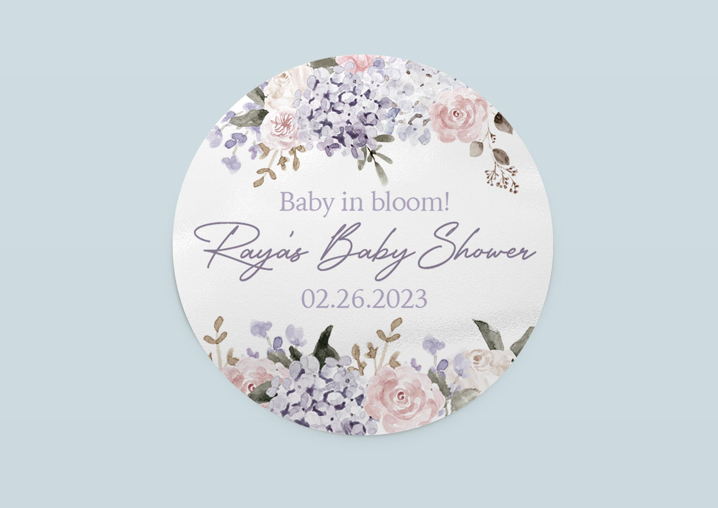 Hydrangea Baby Shower Favor Stickers and Thank You Labels, F66