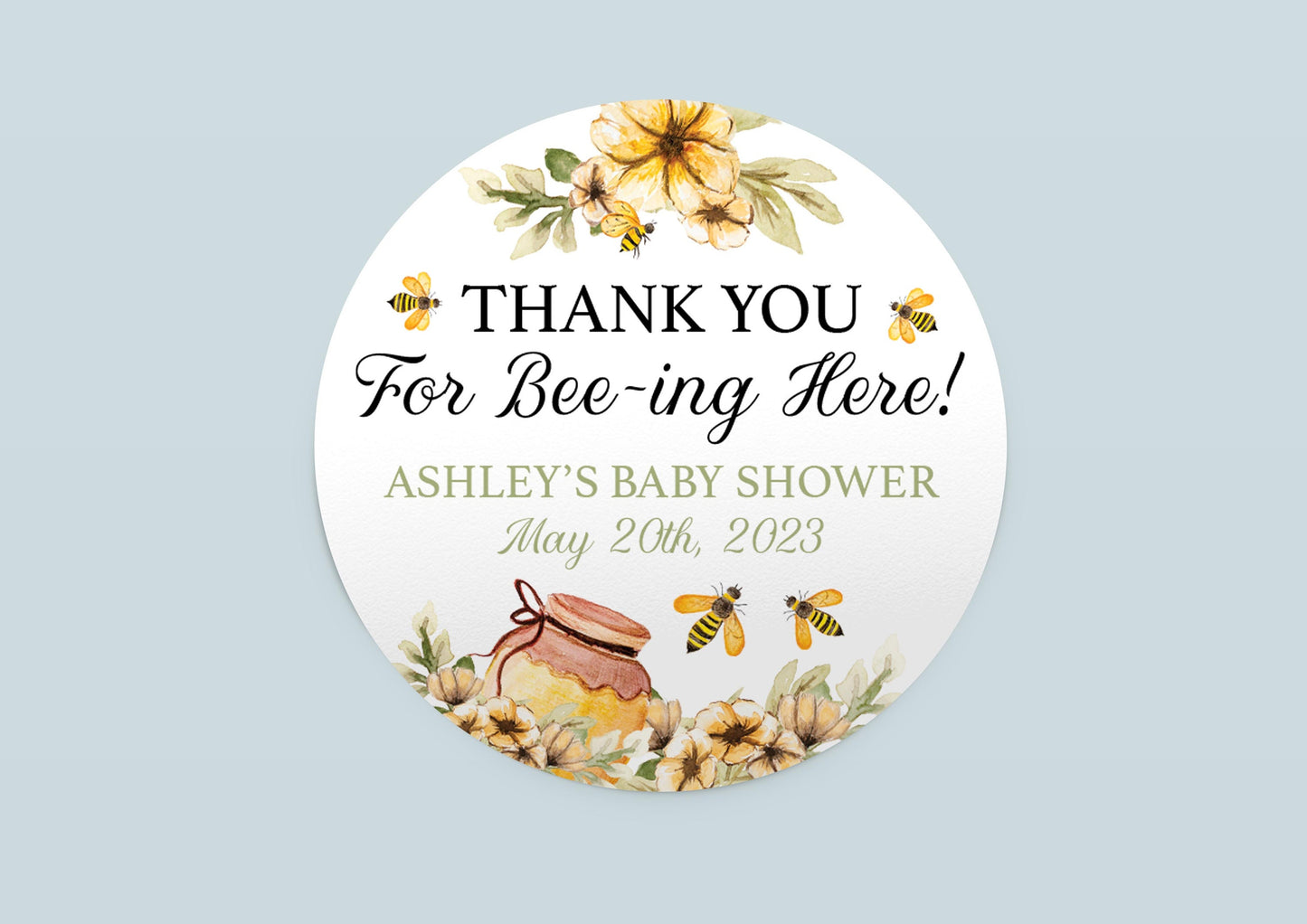 Honey Bee Baby Shower Favor Stickers, F46