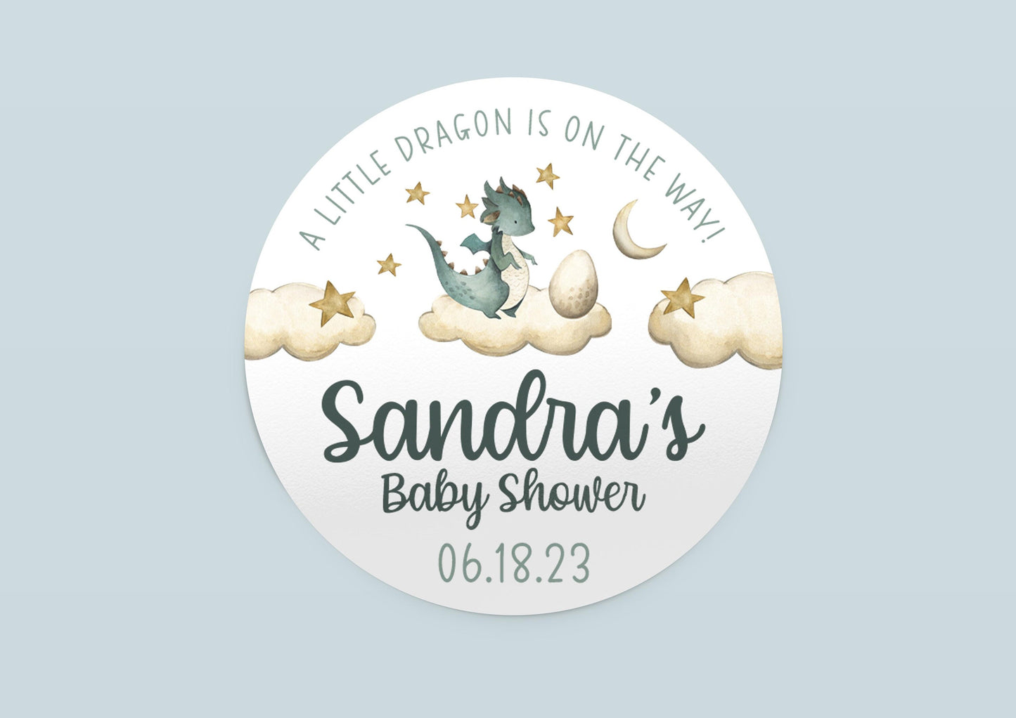 Dragon Baby Shower Favor Stickers, B9