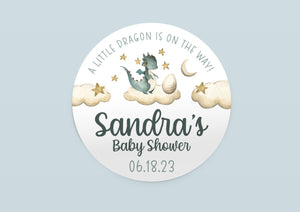 Dragon Baby Shower Favor Stickers, Dragon Baby Shower Labels, Printed Baby Shower Thank You Labels, Dragon Baby Shower B9