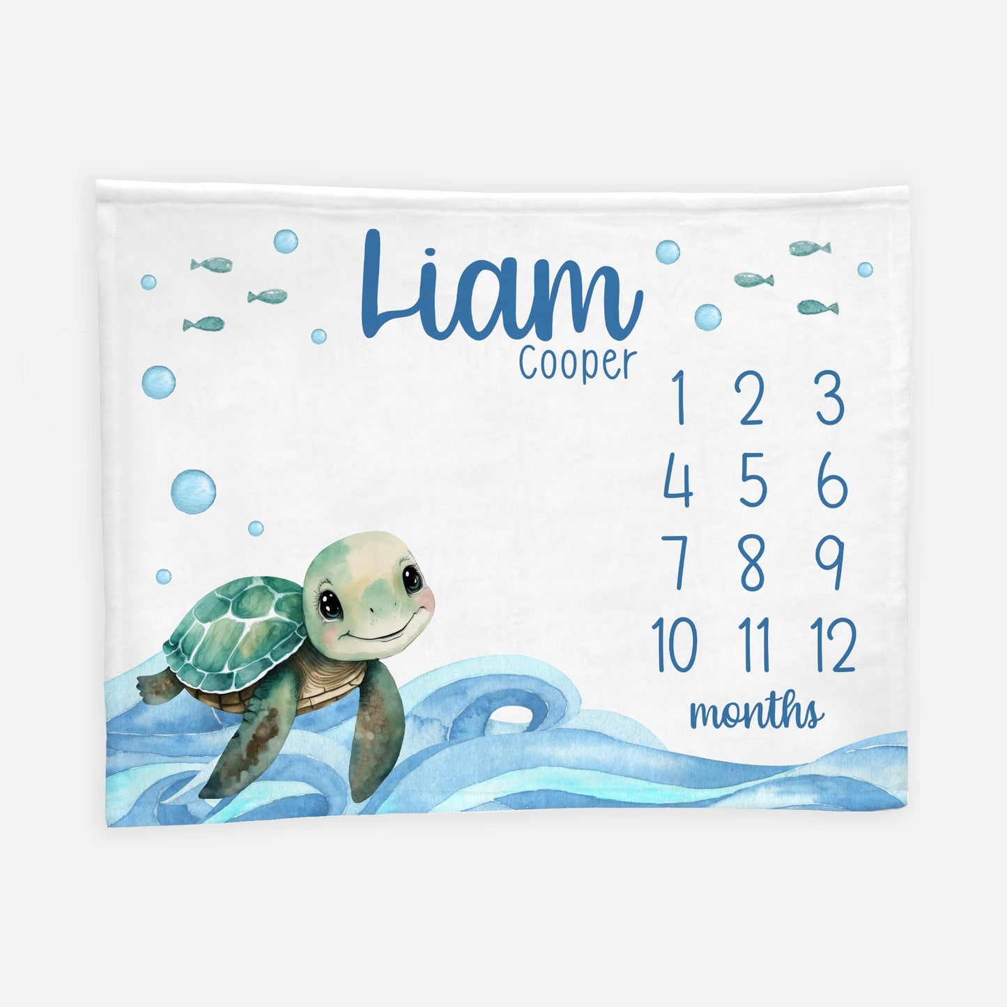 Turtle Milestone Blanket, Ocean Life Nursery O33