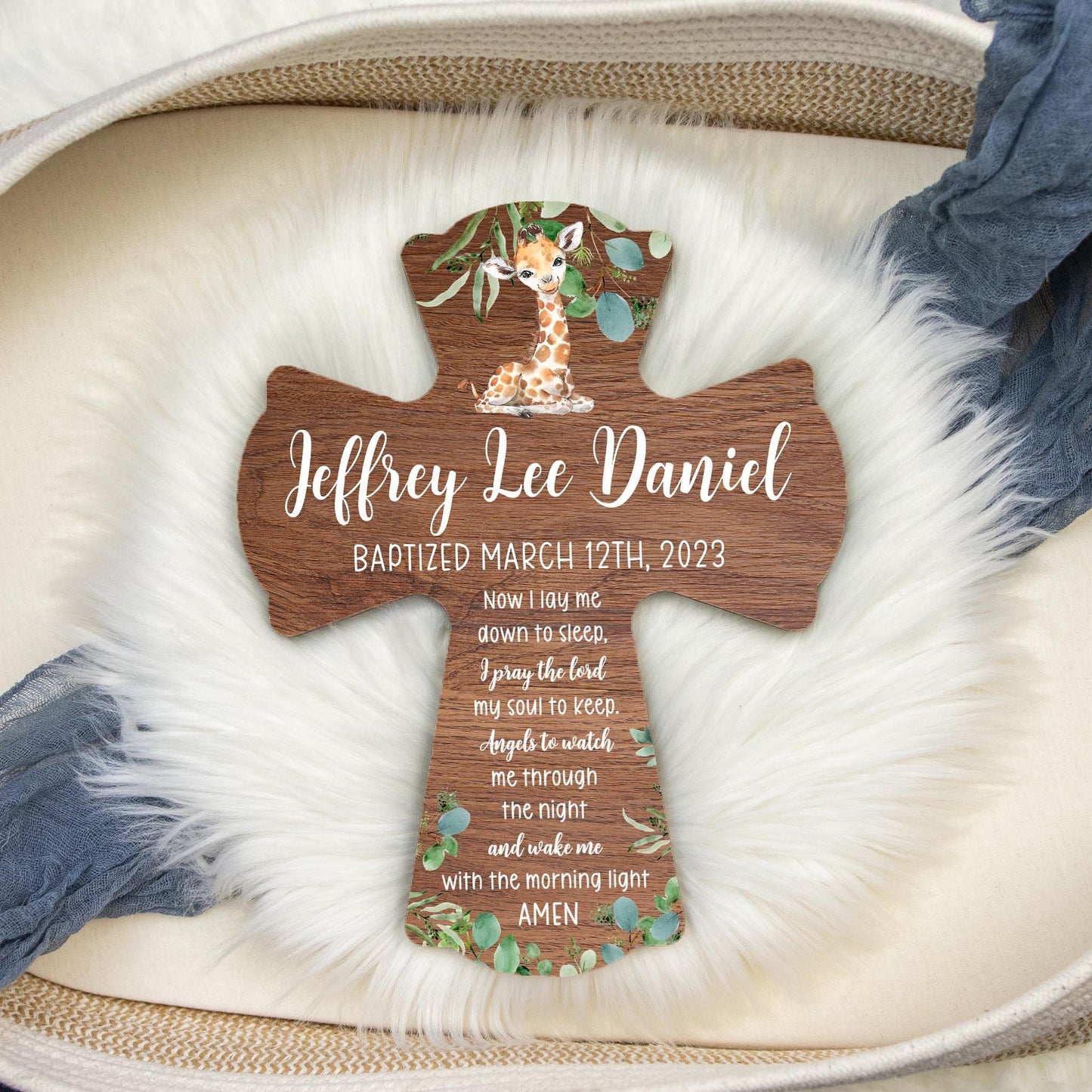 Christening, Baptism, and Easter Gift, Wooden Name Cross