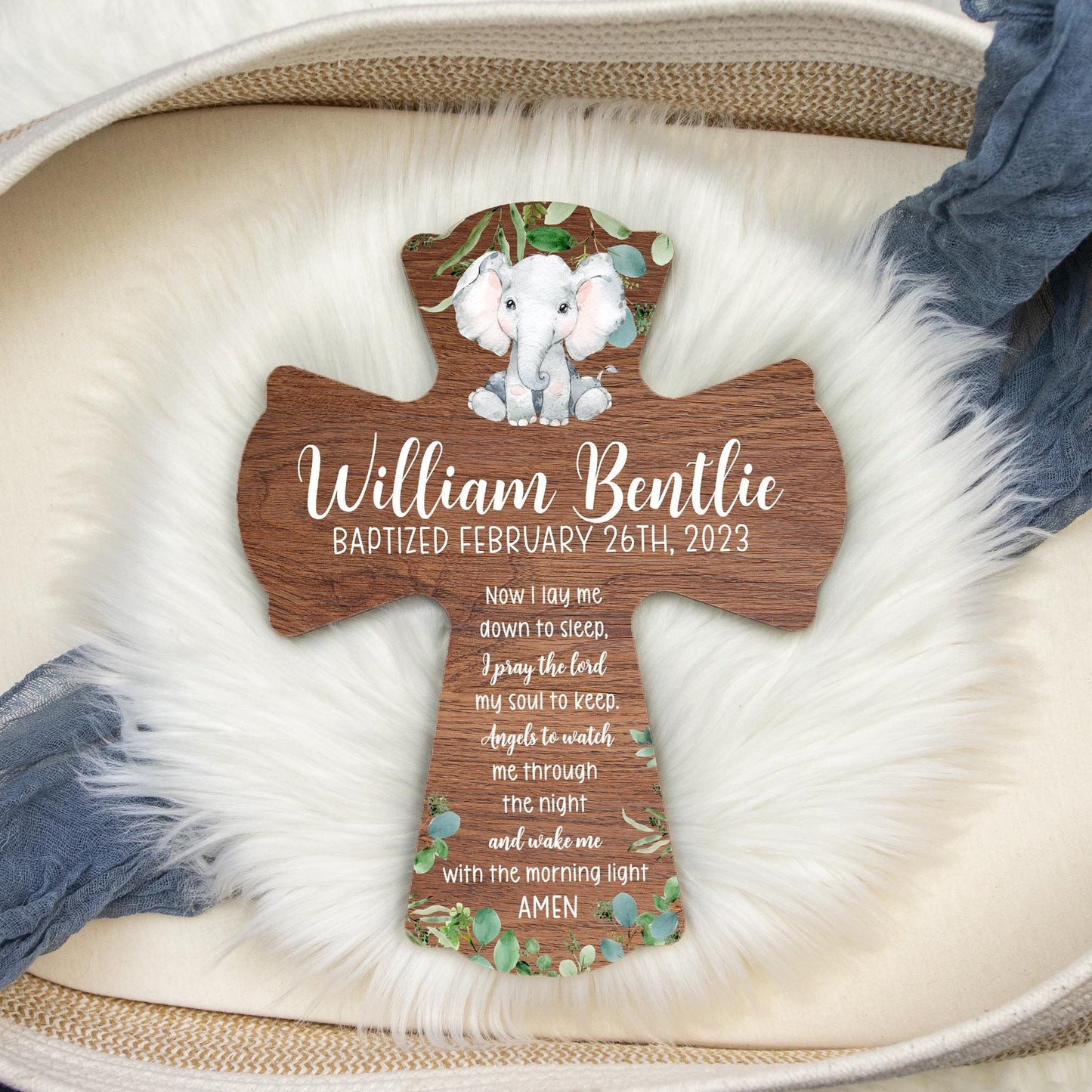 Christening, Baptism, and Easter Gift, Wooden Name Cross