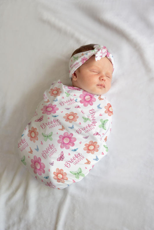 Floral Butterfly Swaddle Set