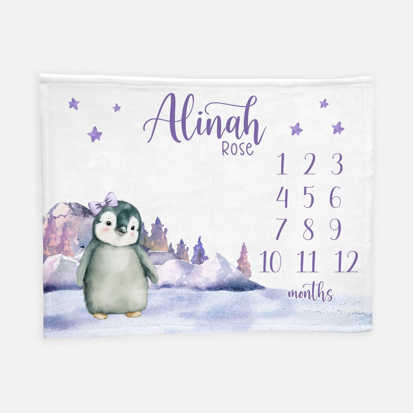 Girl Penguin Baby Milestone Blanket, G53