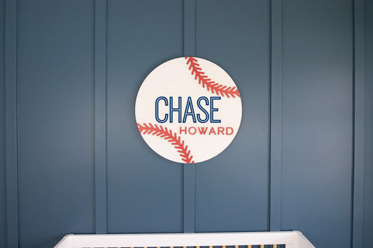 3D Baseball Personalized Wooden Name Sign