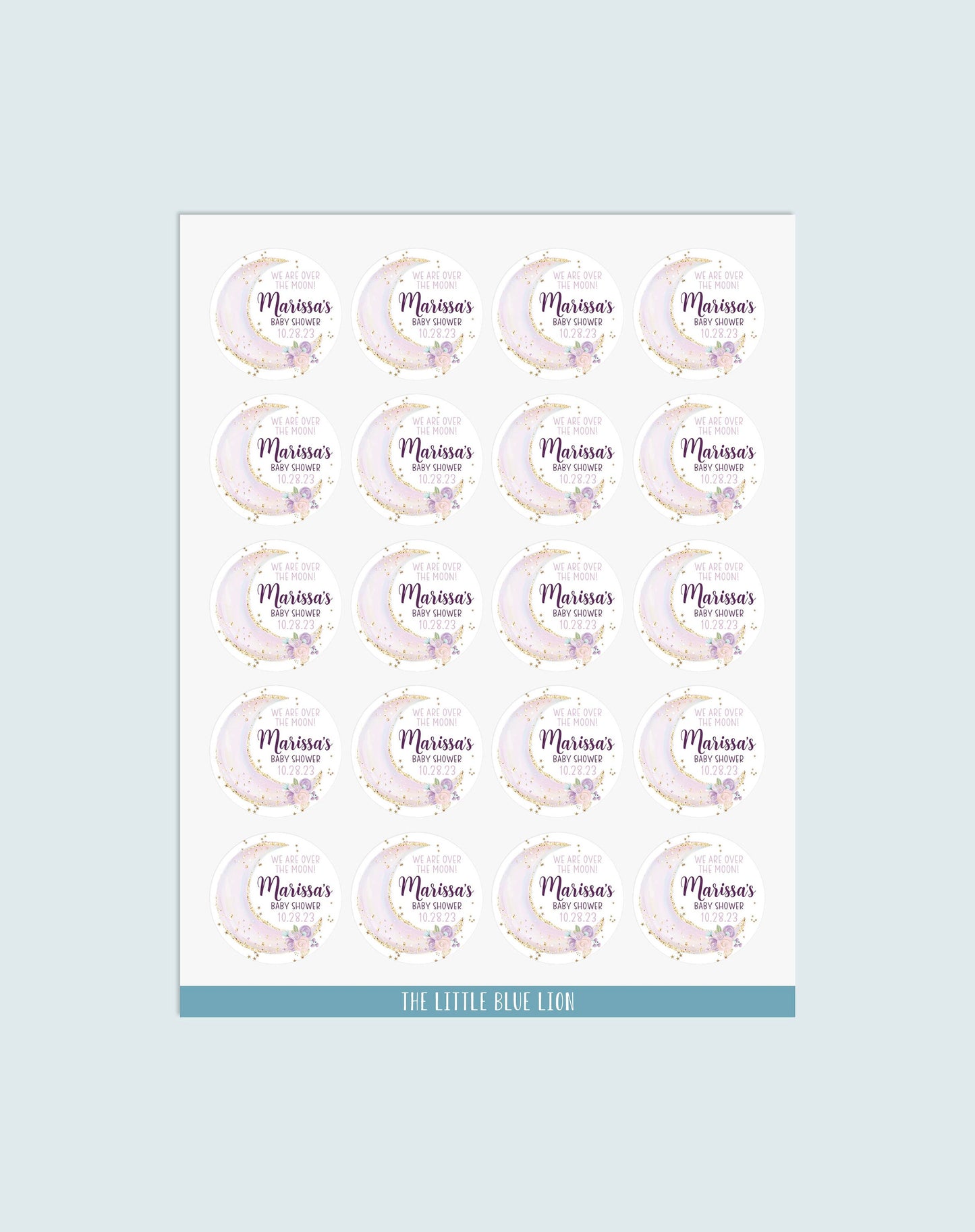 Moon Baby Shower Favor Stickers and Thank You Labels T8